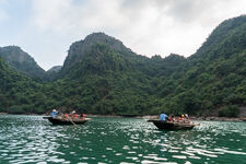 Bamboo boat ride in Hạ Long Bay